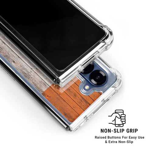Ireland Flag Dark Wood Galaxy Z Fold7 Clear Case